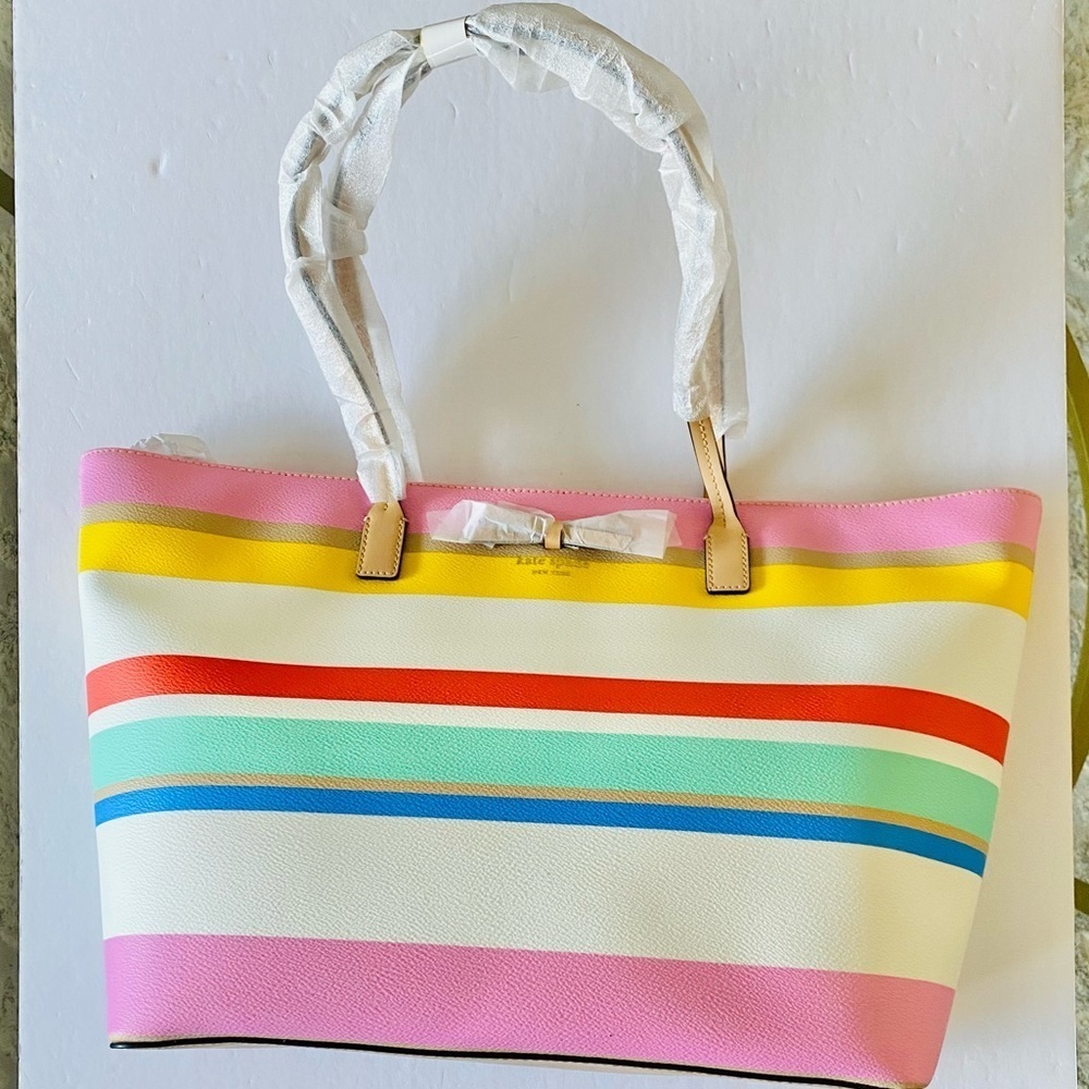 Rare kate spade Eden Street Margareta Tote Bag, Dune Stripe - Picture 2 of 16